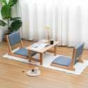 Japanese Floor Chair with Back Support, Foldable Meditation Chair, Legless Tatami Chair with Cushion, Floor Seat for Living Room, Bedroom, Bay Window (1, Dark Gray)
