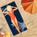 Navy Blue Starfish Beach Towel, Starfishes Themed Sand Beach Towels Gifts for Women Men, Nautical Starfish Decor, Coastal Ocean Starfishes Quick Dry Bath Pool Towels for Pool Camp, 30x60 Inch