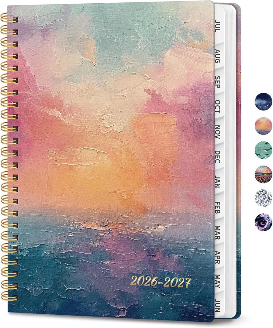 ZOTIA Planner 2026-2027 Weekly & Monthly Calendar Planner Jul 2026-Jun 2027 | Sunset, 8.5" x 11", Cute Hardcover Student Teacher Planning Agenda Book with Tabs, Perfect for Office School Supplies