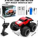 1:18 Scale Amphibious LED RC Car 2.4GHz All 20 Km/h Off Road Terrain Remote Control Drift Truck, Waterproof Truck for 8+ Year Old Boys Girls Kids Gifts (Red)