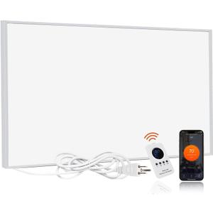 Space Heater for Indoor Use 600W Wall Mounted Smart Infrared Heating Panel Appliance with Thermostat, Overheating Protection, Energy Efficient, 100% Flame Retardant