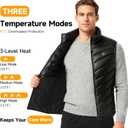 Lightweight Heated Vest for Men and Women 3 Heating Levels Electric Heating Vest for Outdoor Activities (Black, XL)