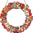 Valentines Day Wreaths for Front Door, Vintage Wooden Valentine's Day Hanging Door Sign Decor Farmhouse Valentine Door Hanger for Wall Window Home Decor