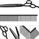 LILYS PET Professional PET DOG Grooming scissors Cutting&Curved&Thinning shears,Round Hole Design, Shark Teeth Thinning scissor (7", Black)