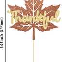 2 x Gyufise 1 Pack Thankful Glitter Cake Topper Happy Thanksgiving Day Cake Decoration for Fall Harvest Party Clear Treat Picks Autumn Party Supplies (Brown)