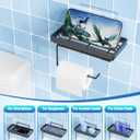 Shower Caddy 7 Pack, Adhesive Bathroom Shower Organizer for Bathroom Storage, No Drilling Large Capacity Rustproof Stainless Steel Shower Shelves Rack for Bath, Black