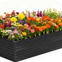 Vengarus 8x4x2FT Galvanized Raised Garden Bed Kit, Deep Root Planter Box Outdoor Large Planter Raised Beds for Planting Flowers,Vegetables and Herbs-Black