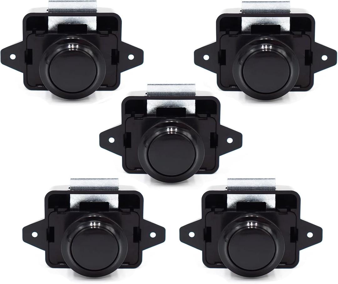 5pcs Push Button Cabinet Latch Lock for RV Motorhome Camper Caravan Yachts (ABS)-Black