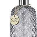 18Oz Gray Glass Soap Dispenser with Rust Proof Pump, Refillable Kitchen soap Dispenser for Dish Soap, Bathroom Soap Dispenser for Dispense Hand soap, Lotion, 2 Pack