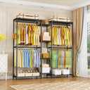 Ulif E4 Clothes Rack, Heavy-Duty Garment Rack, Metal Freestanding Clothing Organization Storage System Can Be L-Shaped with Shelves and Hangers, Max Load 962lbs, 71.6" W x 14.5" D x 79.3" H, Black