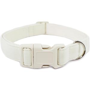 Cotton Hemp Dog Collar Adjustable, White Dog Collar Soft Natural Fabric with Quick Release, Cute Wedding Puppy Necklace for Small Medium Large Dog, White-M