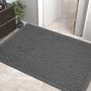 Sturdy Front Door Mat, Absorbent Muddy Dirt Resist Welcome Door Mats Outdoor Indoor, Stain and Fade Resistant, Non-Slip Rubber Backing Low Profile Doormat for Entryway, 4732, Charcoal (2'8" x 3'11" (Rectangular))