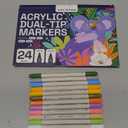ARTISTRO 16 Dual Tip Acrylic Paint Markers, Acrylic Paint Pens, Fabric Markers for Textile, Rock, Glass, Wood, Paper, Ceramic, Canvas DIY Art Supplies Kit for Kids and Adults (Dual Tip Dot + Fine, )