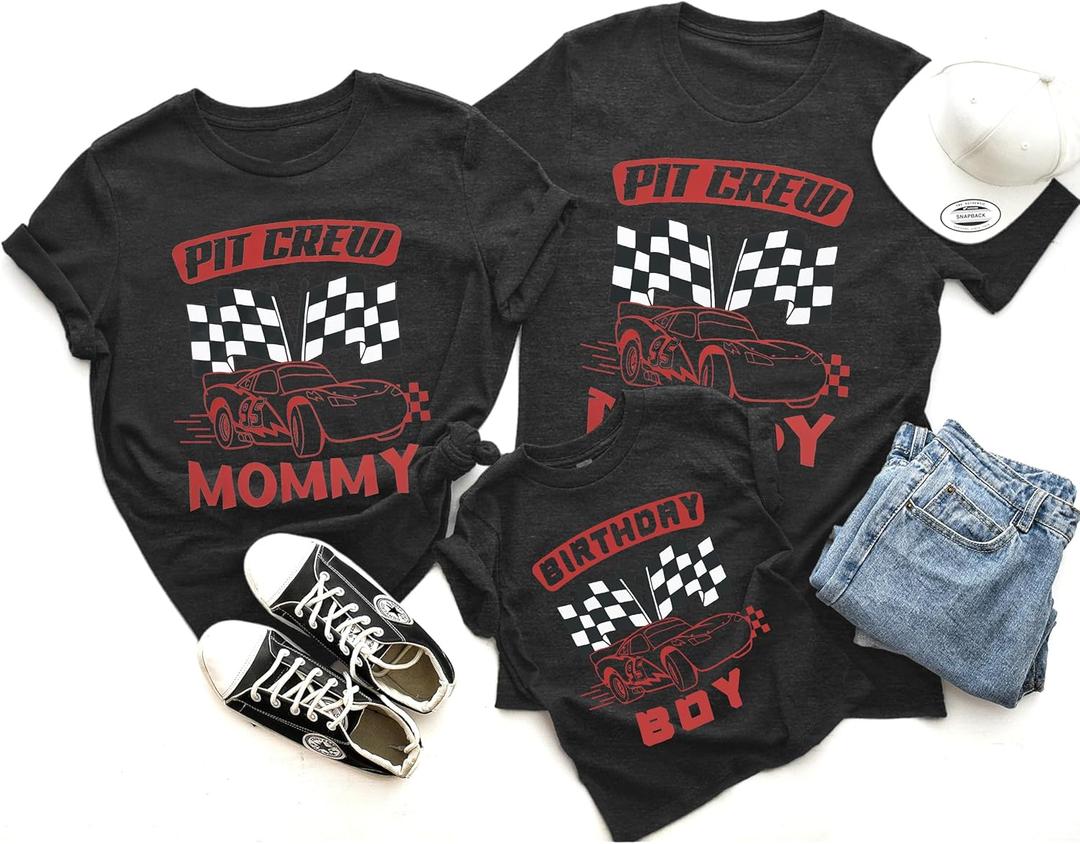 Birthday Family Matching Shirts Race Car Birthday Boy Party Shirt Family Matching Outfits Cute Vacation Tops (Small, Grey(women))