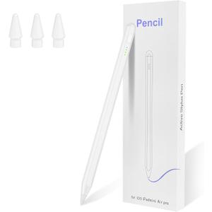 Stylus Pen for iPad Pencil (2018-2025) - 2X Fast Charge Compatible with Apple Pencil Pro 13/12.9/11/M4, iPad 11/10/9/8/7/6/th Gen, Air 7/6/5/4/3/M3/M2, Mini7/6/5th, White