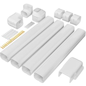 3'' 14 Ft Mini Split Line Set Cover, PVC & PP Line Cover Set Universal for Mini Split AC & Central AC, White line Hide for mini Split