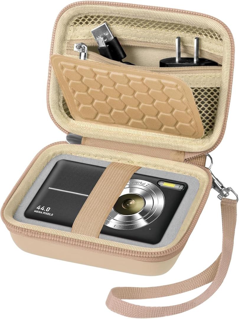 Comecase Carrying & Protective Case for Digital Camera, for CAMKORY/for Kodak Pixpro/for Canon PowerShot ELPH 180/190 / for Sony DSCW800 DSCW830 Cameras for Travel - Beige