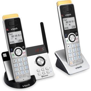 VTech IS8121-2 Super Long Range Cordless Phone 2300 Ft, DECT 6.0 Bluetooth Connect to Cell, 2 Handsets, Answering Machine, Smart Call Blocker (Silver/Black)