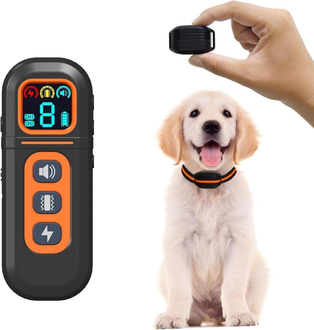 Ultra-Small Dog Shock Collar for 5-15 Pound Small Dogs - 1900Ft Range,Training Collar with Remote Control,3 Training Modes Beep,Vibration,Safe Shock, Waterproof Rechargeable E-Collar (Orange)