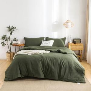 COTTEBED Ultra-Soft King Bedding Comforter Sets Bed, All Season Use Light Weight with Warm Fluffy Washed Cotton Microfiber,1 Bed Blanket Comforter & 2 PillowSham(King/California King Dark Olive Green