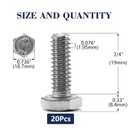 1/2-13 x 3/4" Hex Head Screw Bolt, 20Pcs 18-8 (304) Stainless Steel, Fully Threaded, Plain Finish, by SG TZH