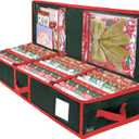 BALEINE Soft Christmas Wrapping Paper Storage Bag, 40" Durable PE Gift Wrap Storage Bag with Flexible Partitions and Pockets for Ribbon, Accessories (Green) 