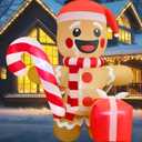 5.5FT Christmas Inflatable Gingerbread 5.5FT Gingerbread Man Inflatable Christmas Outdoor Decoration Xmas Gingerbread Blow Up Decor with Built-in 4 LED for Yard Garden Lawn(with Storage Bag)