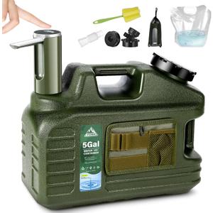 5 Gallon Water Jug with Pump, Camping Water Container, BPA Free Portable Water Dispenser with Spigot, Leak-Proof Large Camping Water Jug for Emergency Storage,Outdoor,Hiking