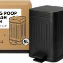 Small Dog Poop Trash Can Outside, 1.3 Gal Stainless Steel Dog Waste Trash Can, Waterproof Small Poop Bucket Outdoor with Lid, Poop Pail for Dogs, Dog Poop Bin Outdoor with Odor Control (Black)