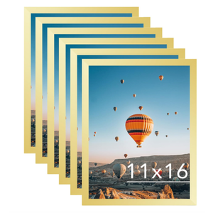 11x16 Gold Picture Frame Set of 6, Horizontal and Vertical Formats for Wall Hanging, 11 x 16 Wall Gallery Poster Photo Frames with Durable Shatter Resistant Plexiglass, 6 Pack, Gold