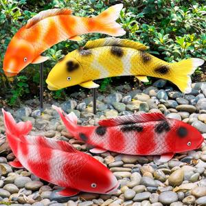 Suzile 4 Pack 14 Inch Garden Statues Koi Fish Decor Outdoors Fish Statue for Pond Decor Japanese Garden Sculpture for Lawn Art Home