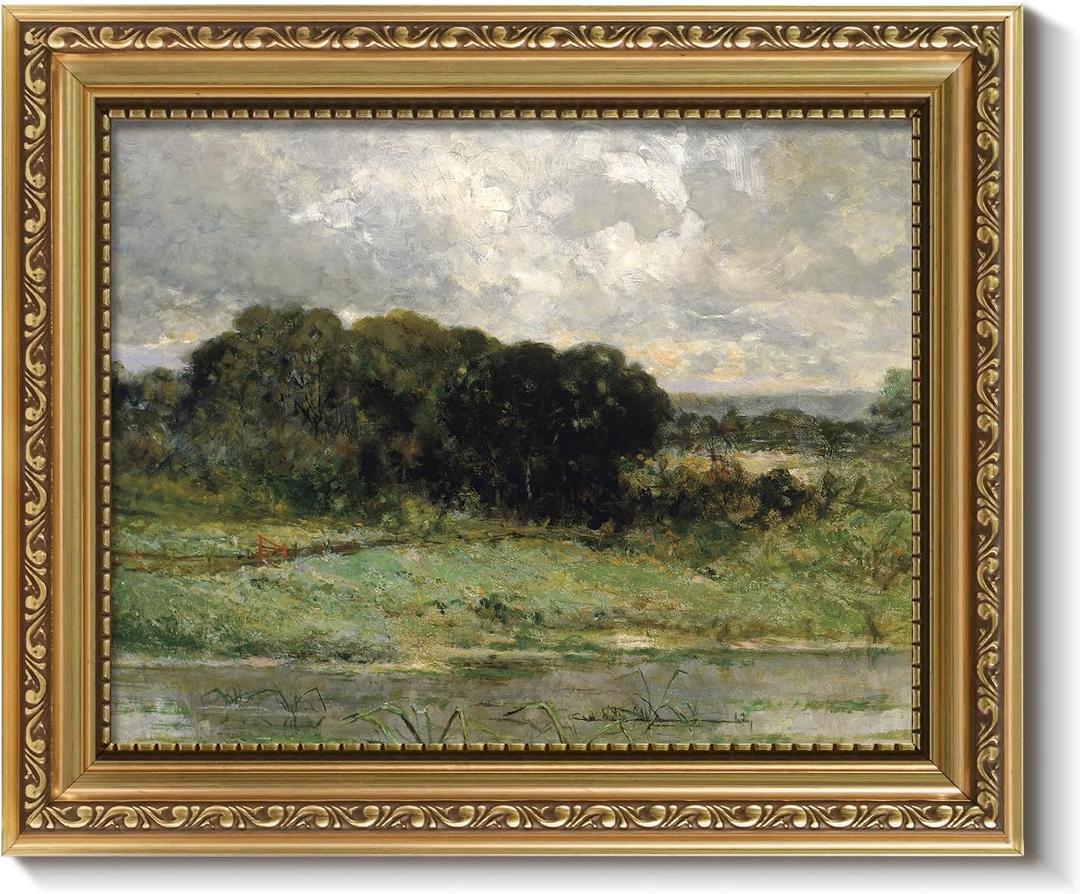 ARPEOTCY Vintage Gold Framed Wall Art, Swale Land Scenery Retro Paintings, 8x10 inch Small Canvas Prints Artwork with Antique Frame, Victorian Wall Picture Decor for Room Gallery Living Room Shelf