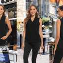 Mastectomy Shirts with Drain Pockets V-Neck Open Front Breast Cancer Shirts for Women Post Mastectomy Must Haves (Black, S)