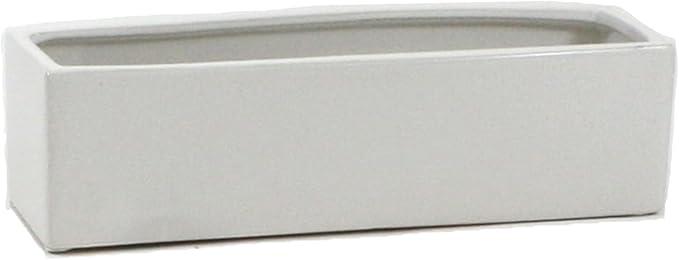 Long Rectangle Ceramic Planter Vase in White 14" x 4" x 4"H, Rectangular Box Block Terrarium Pot, Flower Arrangement, Tabletop Centerpiece, Home Decor Organization Storage Container, 1 Pc.