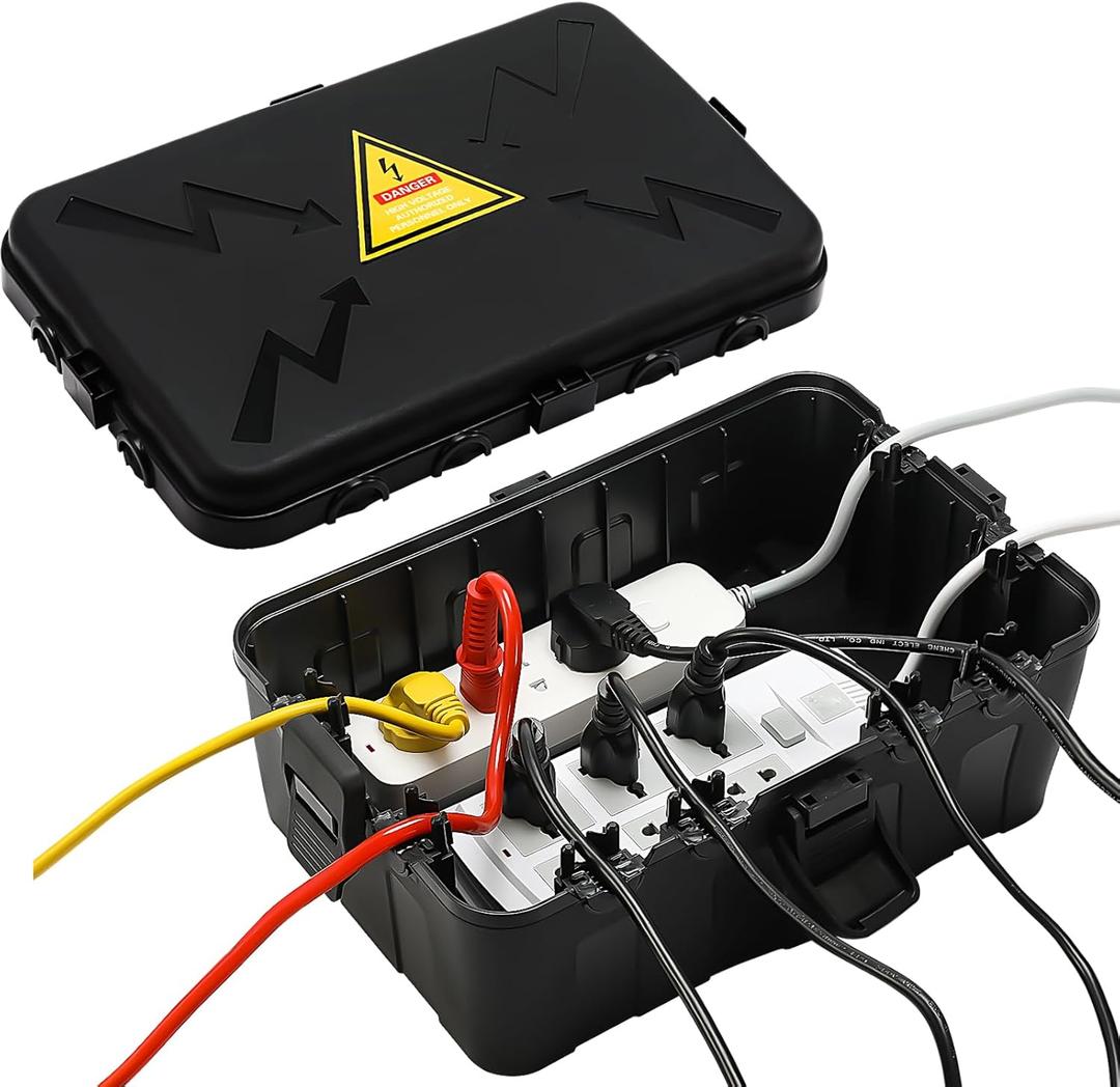Hrensaw Large Outdoor Electrical Box Waterproof(12.5x8.5x5inch),IP54 Waterproof Outdoor Outlet Covers,Weatherproof Extension Cord Covers Protect Outlet,Plug,Timer,Power Strip,Holiday Light,Black