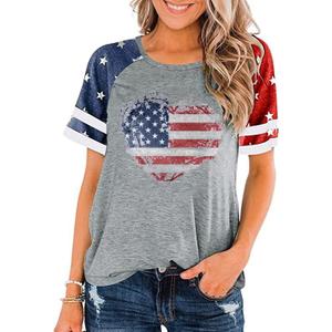 American Flag Shirts for Women 4th of July Patriotic Shirt Graphic Blouse USA Flag Tops Summer Tee(XX-Large, Grey02)