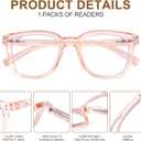 Reading Glasses for Men Women Blue Light Blocking with Spring Hinge, Blocking Readers Anti UV Ray Filter Eyeglasses, Square Computer Reader Glasses, Pink, +3.5