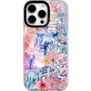 for iPhone 16 Case, Coastal Collage Pattern with Romantic Quote, Cute Soft Slim TPU Compatible with MagSafe, Military-Grade Drop Protection & Camera Protection for Women Girls (BlueSummer)