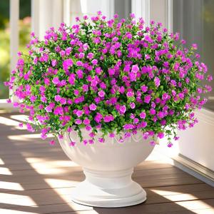 Yastouay Artificial Flowers for Outdoors UV Resistant, 14 Bundles Fuchsia Realistic Fake Outdoor Flowers Fake Plants, Faux Flowers for Outdoor Planters Front Porch Garden Window Box Farmhouse Decor