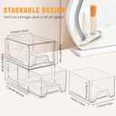 Stebopum 6 Pack Stackable Makeup Organizer, 4.4'' Tall Acrylic Bathroom Makeup Organizer and Storage Drawer with Pull-out Handle, Clear Plastic Storage Bins for Vanity,Pantry,Desk,Undersink,Kitchen