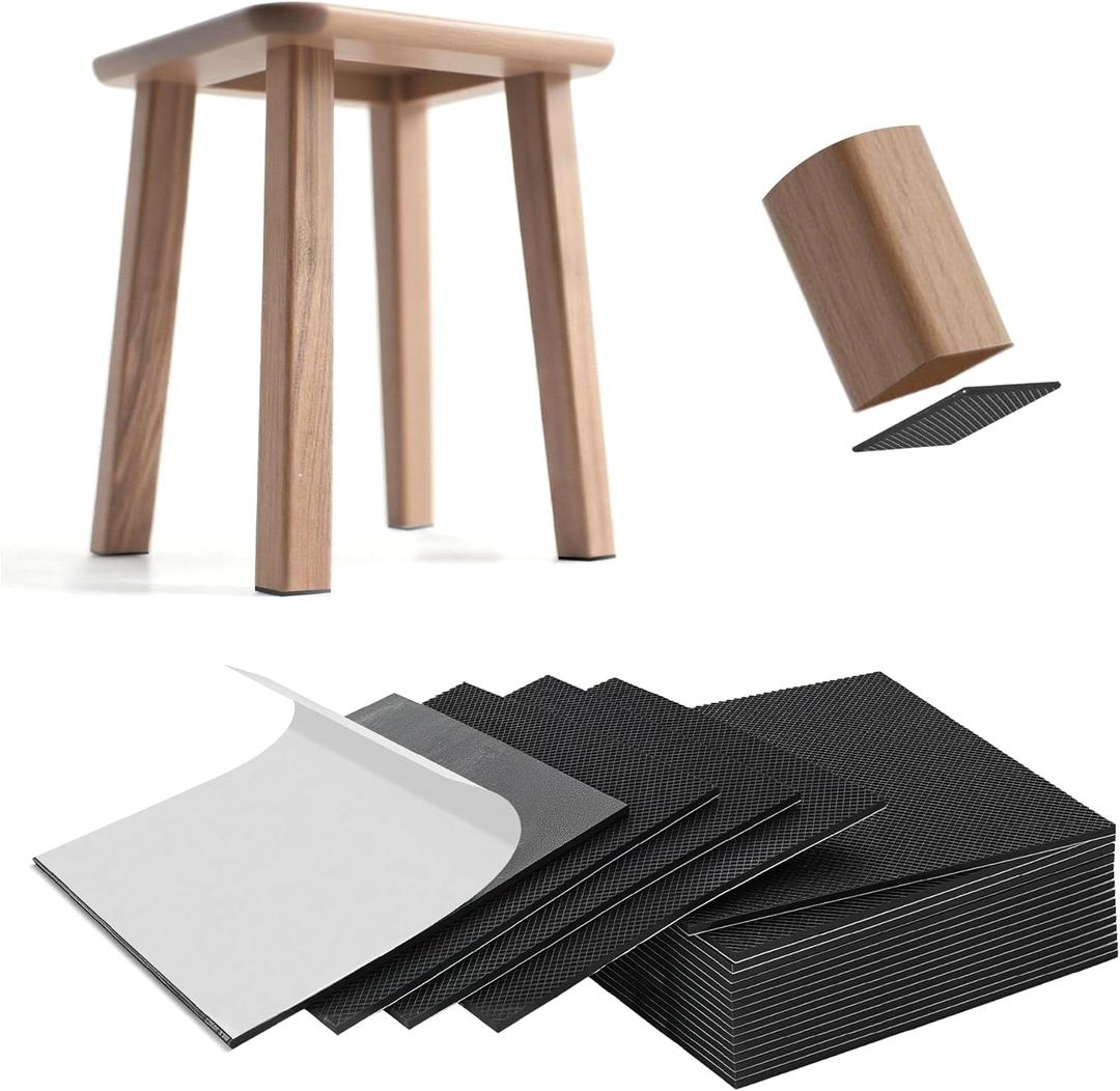 2 x Furniture Pads for Hardwood Floors - 20 Pack Non Skid Furniture Grippers, 2" Square Silicone Anti Slip Pads with Grid Texture, Strong Self-Adhesive Floor Protectors for Sofa, Couch & Heavy Furniture