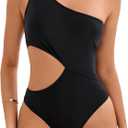 Women's One Piece Swimsuits One Shoulder Swimsuit for Women Cutout Swimwear Monokini (Medium-Large)