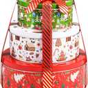 Olgaa Christmas Cookie Tins with Lids Set of 3 Gingerbread Man Cookie Storage Containers Airtight Round Jars for Gift Giving Holiday Treats Baking Cake Container