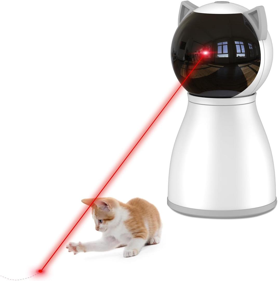 YVE LIFE Laser Cat Toys for Indoor Cats, The 4th Generation Real Random Trajectory Motion Activated Rechargeable Automatic Cat Laser Toy, Interactive Cat Toys for Bored Indoor Adult (White)