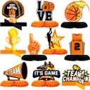 Spakon 10 Pieces Basketball Birthday Decorations Basketball Table Centerpieces Party Decorations Honeycomb Centerpieces for Birthday Baby Shower Party Supplies