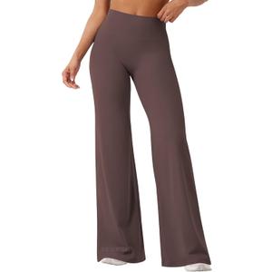 YEOREO Workout Leggings Womens No Front Seam Straight Leggings 29"/ 31.5"/ 33"/ 35" High Waist Buttery Eddiy Gym Yoga Pants (Medium, Plum Brown)