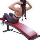 Finer Form Sit Up Bench with Reverse Crunch Handle for Ab Bench Exercises - Abdominal Exercise Equipment with 3 Adjustable Height Settings
(Red-Curved)