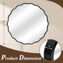 Gold Round Mirror for Wall, 32"x32" Decorative Wavy Bathroom Mirror with Brushed Alloy Steel Frame & Shatter-Proof Glass, Hanging Circle Wall Mirrors for Bathroom, Entryway (Black, Large)
