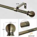 Antique Brass Curtain Rods for Windows 48 to 88, Adjustable 5/8 inch Brushed Brass Curtain Rod Set with Brackets, Heavy Duty Decorative Drapery Rod for Bedroom, Living Room