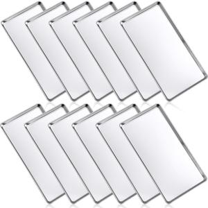 Mimorou 12 Pcs Baking Sheet Stainless Steel Cookie Sheet Small Metal Pans Professional Rectangle Oven Trays Kitchen Baking Cooking Oven and Toaster, Dishwasher Safe(13.7 x 9.8 Inches)